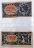 80db-os vegyes bankjegy gyűjtemény, benne koronák, pengők, forintok, bankjegytartó albumba rendezve ...