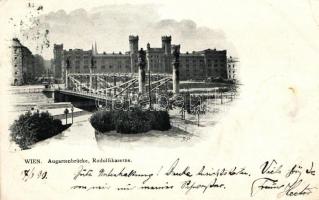 1899 Vienna, Wien; Augartenbrücke, Rudolfskaserne / bridge, military barracks (EB)