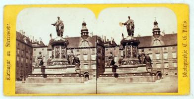 cca 1880 Bécs Marcus Eurelius szobra sztereófotó / Vienna stereo photo