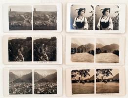 cca 1910 Svájc: Fribourg, Interlaken, Thun 12 db sztereo fotó / Switzerland 12 stereo photos