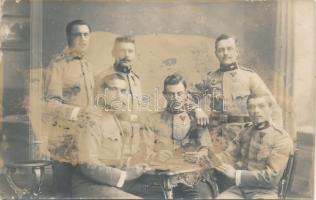 1913 WWI Hungarian soldiers playing cards, Fotograf Panek, group photo