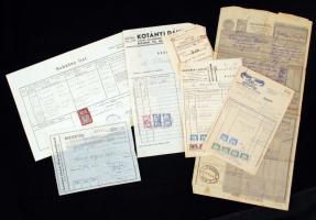 1942-1949 Késes mester hagyatéka: termékek árait tartalmazó könyvecske, számlák okmánybélyegekkel, n...