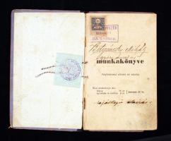 1904 Békéscsaba, Személyre szóló asztalos számára kitöltött munkakönyv sok gyári pecséttel