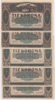 1920. 10K (5x) "a074" 2db sorszámkövető + "a007" 3db sorszámkövető T:I-,II
