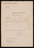 1939 Hódmezővásárhely, A M. kir. V. közérdekű munkaszolgálatos zászlóparancsnokság által kiállított közérdekű munkaszolgálat teljesítéséről szóló igazolvány