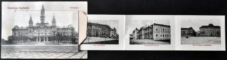 Győr, városháza, leporellocard, Herman Izidor kiadása