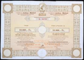 1991 Csemege - Julius Meinl 10 000 ft részvény T:III + 1993 Pillér Első ingatlanbefektetési alap 10 ...