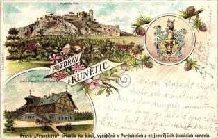 1899 Kunetická hora, Zámek, Letohradek svob. p. Drascheho z Vartenberke / castle, summer villa; floral litho