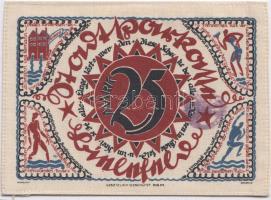 Németország /Weimari Köztársaság / Bielefeld 1922. 25M selyem városi szükségpénz bélyegzéssel T:I Germany / Weimar Republic / Bielefeld 1922. 25 Mark silk necessity banknote with stamp C:UNC