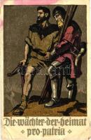 1910 Bundesfeier Postkarte, Die Wächter der Heimat Pro Patria / Swiss National Day, The Watchmen of the home, military propaganda litho s: Schaupp (fa)