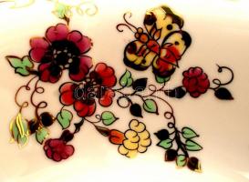 Zsolnay pillangó mintás kompótos készlet, kézzel festett, jelzett, hibátlan, összesen: 7 db