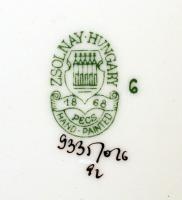 Zsolnay pillangó mintás kompótos készlet, kézzel festett, jelzett, hibátlan, összesen: 7 db