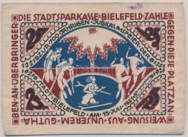Németország / Weimari Köztársaság / Bielefeld 1922. 25M selyem városi szükségpénz bélyegzéssel T:I-
...