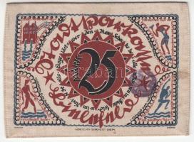 Németország / Weimari Köztársaság / Bielefeld 1922. 25M selyem városi szükségpénz bélyegzéssel T:II Germany / Weimar Republic / Bielefeld 1922. 25 Mark silk necessity banknote with stamp C:XF