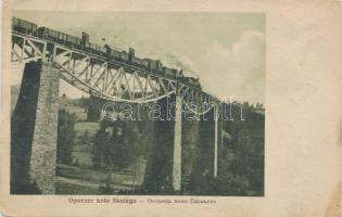 Oporets, Oporzec; locomotive, railway bridge to Skole (Rb)