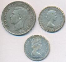 Kanada 1952. 25c Ag "VI. György" + 1960. 10c Ag + 1967. 10c Ag T:2- Canada 1952. 25 Cents Ag "George VI" + 1960. 10 Cents Ag + 1967. 10 Cents Ag C:VF