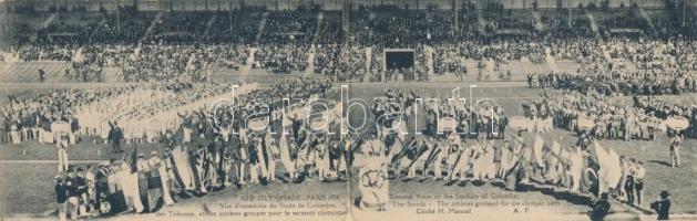 1924 Paris, Olympiade, General view of the Stadium of Colombes. The athletes grouped for the olympic oath; panoramacard