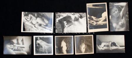 Amatőr akt és erotikus fotók, 9 db, 6x6 és 9x6 cm közötti méretekben / Erotic photos,  6x6-9x6 cm