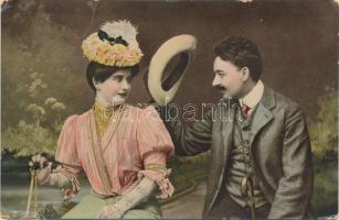 11 db RÉGI motívumlap; szerelmes párok / 11 old motive cards; love couples