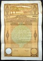 1918, 1920. "Budapest Székesfőváros" kötelezvénye 200K-ról szelvényekkel magyar és német n...