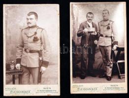cca 1900 Bécs, Katonák, műtermi keményhátú fotók, Eugen Fleischacker Foto, 6x10 cm / cca 1900 Vienna, Soldiers, 2 photos, 6x10 cm