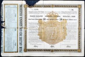 Szerbia / Belgrád 1889. "Prémium Kötvény 10 arany dénárról"osztrák felülbélyegzéssel (4x) ...