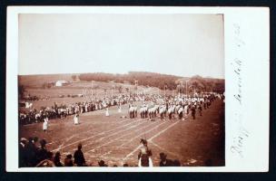 1926 Diósgyőri leventék sorakozója, fotólap, feliratozva, 9×14 cm