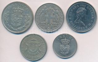 Vegyes: Dánia 1966. 5Kr Cu-Ni "IX. Frigyes" + 1967. 1Kr Cu-Ni + Brunei 1967. 50S Cu-Ni + Görögország 1968. 10D Cu-Ni + Kanada 1984. 1$ Ni "Jacques Cartier" T:2,2- Mixed: Denmark 1966. 5 Kroner Cu-Ni "Frederick IX" + 1967. 1 Krone Cu-Ni + Brunei 1967. 50 Sen Cu-Ni + Greece 196. 10 Drachmai Cu-Ni + Canada 1984. 1 Dollar Ni "Jacques Cartier" C:XF,VF