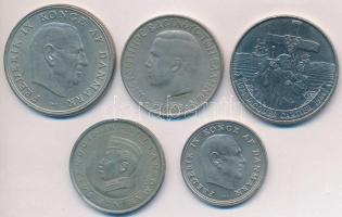 Vegyes: Dánia 1966. 5Kr Cu-Ni "IX. Frigyes" + 1967. 1Kr Cu-Ni + Brunei 1967. 50S Cu-Ni + G...