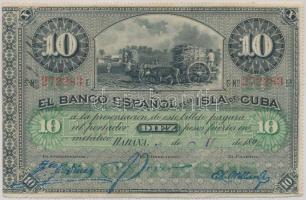 Kuba/Spanyol adminisztráció 1896. 10P T:II Cuba/Spanish administration 1896. 10 Pesos C:XF