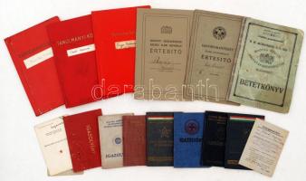 cca 1940-1970 Vegyes okmány tétel: tanulmányi könyvek, értesítő, stb., összesen 16 db