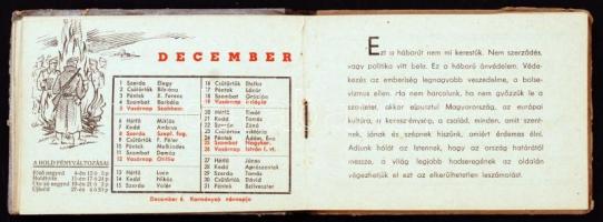 1943 Honvéd zsebnaptár, hasznos információkkal, propaganda szöveggel