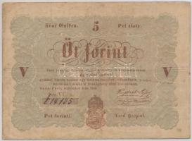 1848. 5Ft "Kossuth bankó" vörösesbarna T:III