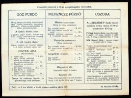 1910 A Miskolczi "Erzsébet" -Fürdő Tájékoztatója 1910. évi november hó 1-től, 150x100