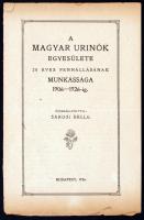 1926 Magyar Urinők Egyesülete 20 éves fennállásának munkássága 1906-1926-ig. Összeállította Sárosi Bella. Budapest. 225x145mm