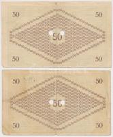 Pápa 1919. május 8. "Pápai csekk" 50K (2x) mindkettő lyukasztással érvénytelenítve és ovál...