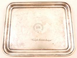 Régi fém tálca Szent Koronával, "Royal Nagy Szálloda" és "Vendéglős Szakiskola Budape...