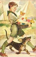 Cserkész; Márton L. féle Cserkészlevelezőlapok Kiadóhivatala / Scouts s: Márton L. - 4 db régi képes...