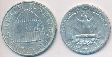 Vegyes: Amerikai Egyesült Államok 1954. 1/4$ Ag "Washington" + Ausztria 1972. 10Sch Ag T:2...