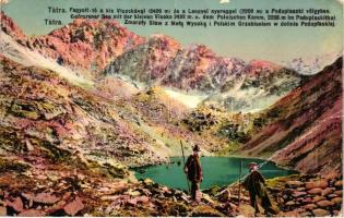 Tátra, Poduplaszki völgy, Lengyel nyereg, Viszoka, Fagyott tó; Feitzinger Ede No. 301. / valley, mountain peaks, lake (EB)