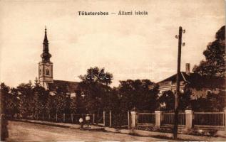 Tőketerebes, Állami iskola, templom / school, church