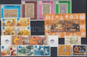 Athéni Olimpia motívum 30 db bélyeg, közte sorok, blokkok 2 stecklapon Athens Olympics 30 stamps wit...