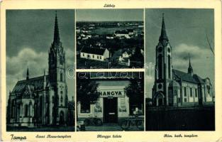 Tompa, Szent Anna és Római katolikus templom, Hangya üzlet, kiadja Hangya (fa)