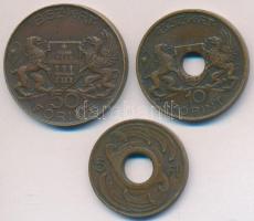 ~1930. "B.SZ.K.R.T (Budapest Székesfővárosi Közlekedési Részvénytársaság)" 5Ft + 10Ft + 50Ft Cu bárca T:2-