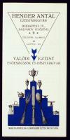 cca 1930-1940 Bp.IV., A Henger Antal Ezüstárugyár (Magyarország legrégibb ezüstárugyárának) díszes árlapja