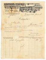 1913 Hirmann Ferencz Rézárú -Gyára, Budapest, díszes fejléces számla, 290x220mm