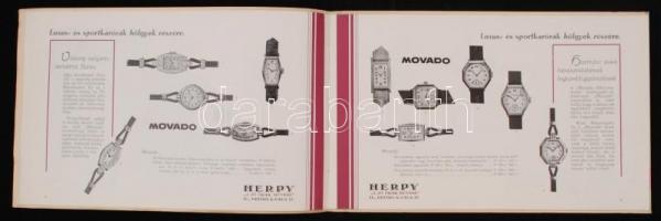 cca 1920-1930 Bp.IV., Herpy Arnold "a jó órák művesének" sok képekkel illusztrált dekoratí...