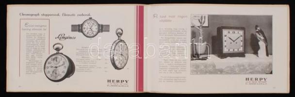 cca 1920-1930 Bp.IV., Herpy Arnold "a jó órák művesének" sok képekkel illusztrált dekoratí...