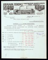 1920 Hirmann Ferencz Fémöntöde, rézárú és vagonfelszerelési gyára, Budapest, díszes fejléces számla, 290x225mm