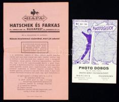 1930-1956 HAFA (Hatschek és Farkas) és Photo Dobos fényképészeti árjegyzékei, egyik ábrákkal, fotókkal illusztrált